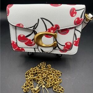 Coach Cherry Print Crossbody Bag with Gold Accent